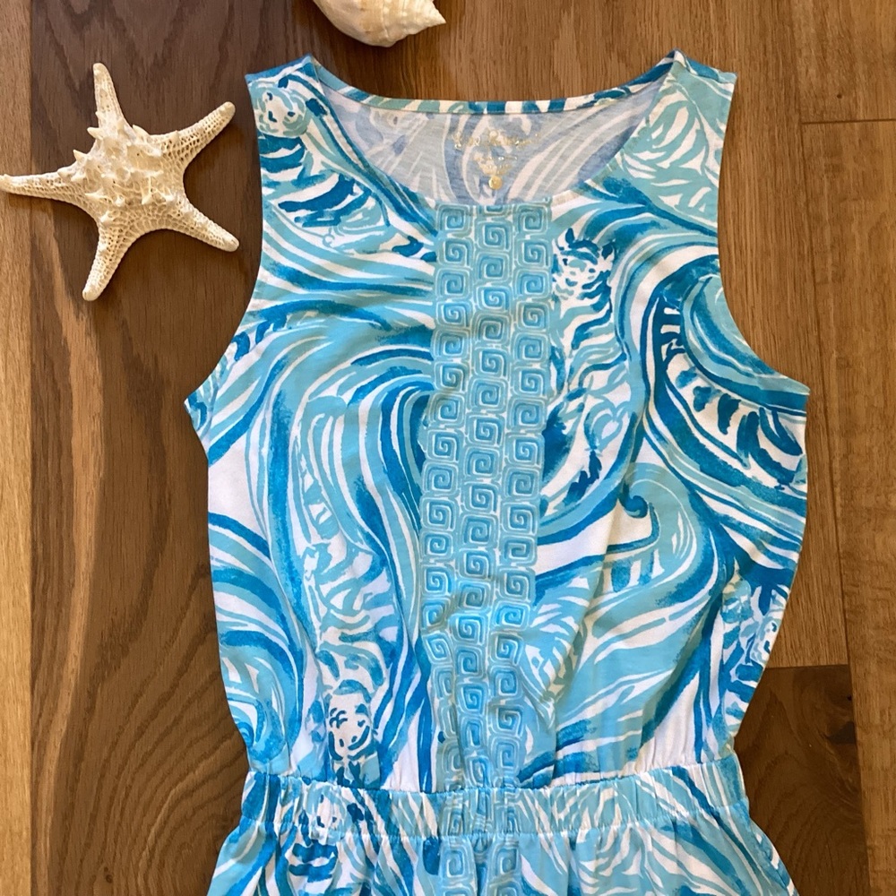 Lilly Pulitzer Women’s Windward Dress Blue Sea Ruffles Size XS - Picture 2 of 8